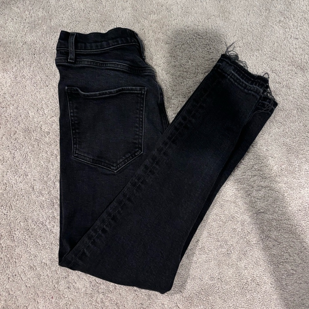 Agolde Riley Black Jeans Frayed Hem 25